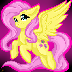 Size: 1024x1024 | Tagged: safe, artist:healerpip, fluttershy, pony, g4, female, floppy ears, looking at you, smiling, solo, spread wings, wings
