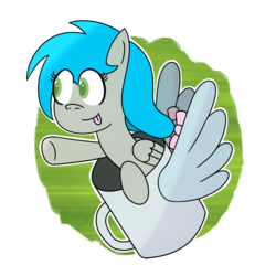 Size: 1000x1000 | Tagged: safe, artist:b-cacto, oc, oc only, oc:darcy sinclair, pony, :p, coffee mug, flying mug, mug, random, solo, tongue out, wat