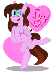 Size: 3000x4000 | Tagged: safe, alternate version, artist:b-cacto, oc, oc only, oc:ivy rose, pony, bipedal, glasses, heart, one eye closed, solo, standing, wink