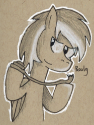 Size: 513x679 | Tagged: safe, artist:b-cacto, oc, oc only, oc:lace works, pony, bedroom eyes, rope, solo, traditional art