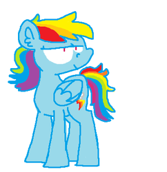 Size: 344x356 | Tagged: safe, artist:instantlymoist, rainbow dash, pony, g4, female, ms paint, simple background, solo, white background