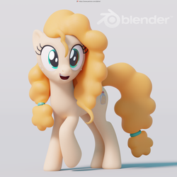 Size: 4096x4096 | Tagged: safe, artist:therealdjthed, pear butter, earth pony, pony, g4, the perfect pear, 3d, 3d model, absurd resolution, blender, blender cycles, cute, cycles render, female, mare, model:djthed, patreon, patreon logo, simple background, solo