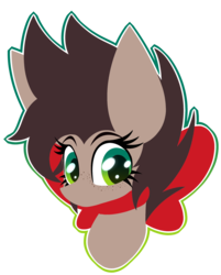 Size: 1833x2285 | Tagged: safe, artist:nekro-led, oc, oc only, oc:choco mocca, earth pony, pony, abstract background, bust, freckles, lineless, ribbon, simple background, solo, transparent background