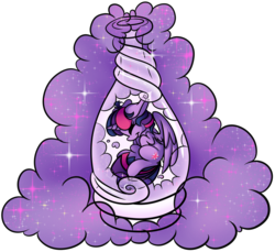 Size: 11529x10562 | Tagged: safe, artist:cutepencilcase, twilight sparkle, alicorn, pony, g4, absurd resolution, bottle, cute, female, magic, pony in a bottle, smoke, solo, sparkles, twiabetes, twilight sparkle (alicorn)