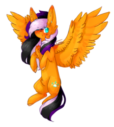 Size: 841x937 | Tagged: safe, artist:twinkepaint, oc, oc only, oc:sunrise, pegasus, pony, female, mare, one eye closed, simple background, solo, spread wings, transparent background, wings, wink