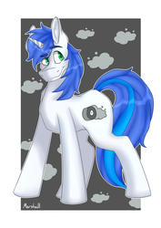 Size: 1024x1448 | Tagged: safe, artist:greenteadragonboi, oc, oc only, oc:shifting gear, pony, unicorn, male, solo, stallion