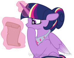 Size: 840x662 | Tagged: safe, artist:ipandacakes, twilight sparkle, alicorn, pony, g4, female, magic, older, scroll, simple background, solo, transparent background, twilight sparkle (alicorn)