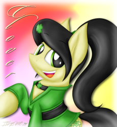Size: 3500x3800 | Tagged: safe, artist:iflysna94, oc, oc only, oc:clover, oc:clover noblelium, earth pony, pony, clothes, female, high res, mare, open mouth, raised hoof, solo