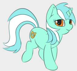 Size: 1280x1178 | Tagged: safe, artist:treekickerdraws, lyra heartstrings, pony, unicorn, g4, female, gray background, looking at you, mare, simple background, smiling, solo
