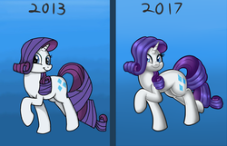 Size: 1600x1031 | Tagged: safe, artist:blues4th, rarity, pony, unicorn, g4, comparison, digital art, female, looking at you, solo, standing