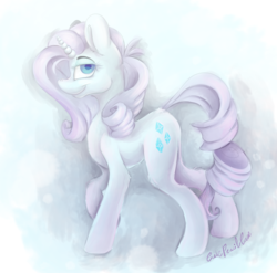 Size: 4457x4399 | Tagged: safe, artist:cutepencilcase, rarity, pony, unicorn, g4, abstract background, absurd resolution, female, looking at you, mare, solo