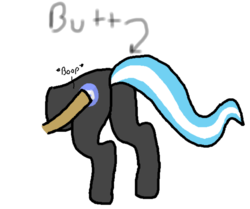 Size: 898x751 | Tagged: safe, artist:lionheart, oc, oc only, oc:lionheart, pony, boop, butt, butt boop, butt touch, hoof on butt, plot