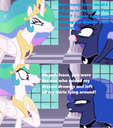 Size: 1280x1443 | Tagged: safe, edit, edited screencap, screencap, princess celestia, princess luna, pony, a royal problem, g4, argument, clothes