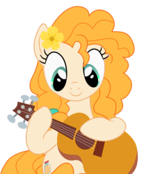 Size: 7555x8997 | Tagged: safe, artist:paganmuffin, pear butter, earth pony, pony, g4, the perfect pear, absurd resolution, acoustic guitar, cute, female, guitar, mare, musical instrument, pearabetes, simple background, solo, transparent background, vector