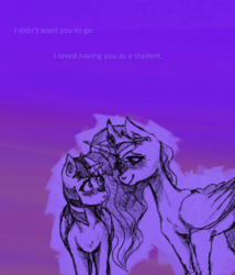 Size: 838x978 | Tagged: safe, artist:incendiarymoth, artist:mylittlelevi64, princess celestia, twilight sparkle, alicorn, pony, g4, blushing, female, lesbian, looking at each other, missing accessory, ship:twilestia, shipping, text, twilight sparkle (alicorn)