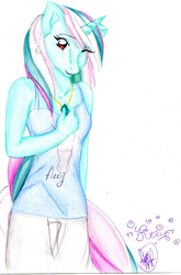 Size: 1002x1518 | Tagged: safe, artist:tao-jun, fizzy, anthro, g1, female, solo, traditional art