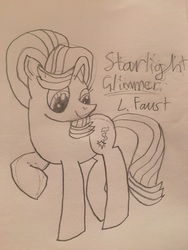 Size: 4032x3024 | Tagged: artist needed, source needed, safe, starlight glimmer, pony, unicorn, g4, female, high res, mare, photo, raised hoof, sketch, solo, traditional art