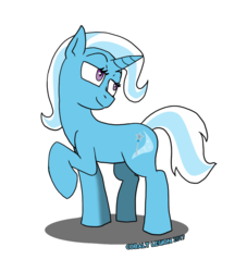 Size: 1024x1129 | Tagged: safe, artist:cobaltlegion, trixie, pony, unicorn, g4, female, looking back, mare, raised hoof, simple background, solo, transparent background