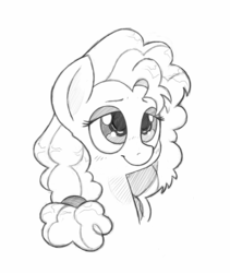 Size: 1189x1406 | Tagged: safe, artist:trickydick, pear butter, earth pony, pony, g4, the perfect pear, bust, female, monochrome, portrait, simple background, solo, white background
