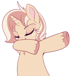Size: 686x711 | Tagged: safe, artist:lulubell, oc, oc only, oc:lulubell, pony, unicorn, armpits, bust, dab, female, mare, simple background, solo, transparent background
