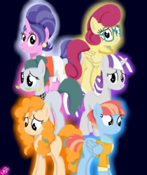 Size: 1850x2200 | Tagged: safe, artist:liniitadash23, cloudy quartz, cookie crumbles, pear butter, posey shy, twilight velvet, windy whistles, earth pony, pegasus, pony, unicorn, g4, the perfect pear, adoraquartz, cookiebetes, cute, female, group, mare, mom six, mother, pearabetes, posey shyabetes, smiling, velvetbetes, windybetes