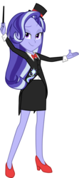 Size: 1488x3342 | Tagged: safe, artist:namyg, oc, oc only, oc:kimberly magiker, equestria girls, g4, clothes, female, high heels, looking at you, magical lesbian spawn, next generation, offspring, parent:starlight glimmer, parent:trixie, parents:startrix, shoes, simple background, skirt, smiling, solo, transparent background, wand