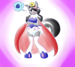 Size: 4098x3671 | Tagged: safe, artist:rfswitched, oc, oc only, oc:queen size, anthro, unguligrade anthro, breasts, clothes, diaper, female, grumpy, high res, non-baby in diaper, solo