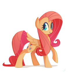 Size: 2625x2800 | Tagged: safe, artist:docwario, fluttershy, pegasus, pony, g4, female, folded wings, high res, looking at you, looking sideways, mare, raised hoof, simple background, smiling, solo, transparent background