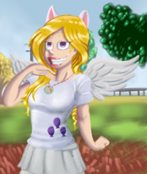 Size: 1523x1807 | Tagged: safe, artist:icelandpricess, surprise, human, g1, clothes, cosplay, costume, female, pony ears, solo