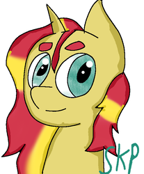 Size: 585x706 | Tagged: safe, artist:sketchpon, sunset shimmer, pony, unicorn, g4, bust, female, portrait, simple background, solo, white background