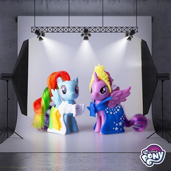 Size: 750x750 | Tagged: safe, rainbow dash, twilight sparkle, alicorn, pony, g4, official, clothes, dress, gala dress, irl, my little pony logo, photo, spotlight, toy, twilight sparkle (alicorn)