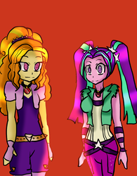 Size: 1000x1280 | Tagged: safe, artist:billcipherspuppet, adagio dazzle, aria blaze, equestria girls, g4, hypnosis, hypnotized