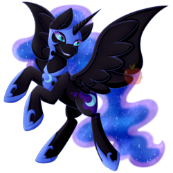 Size: 4000x4000 | Tagged: safe, artist:nana-yuka, nightmare moon, alicorn, pony, g4, absurd resolution, female, helmet, mare, simple background, smiling, solo, transparent background, watermark