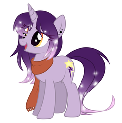 Size: 1280x1294 | Tagged: safe, artist:ten-dril, oc, oc only, oc:twinkle starfall, pony, unicorn, clothes, ear piercing, earring, female, jewelry, mare, piercing, scarf, simple background, solo, white background