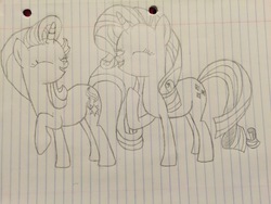 Size: 3264x2448 | Tagged: safe, artist:whobawhats, rarity, starlight glimmer, pony, g4, duo, high res, lined paper, traditional art