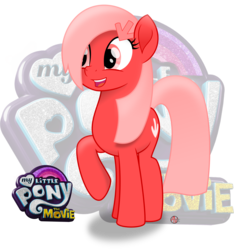 Size: 1505x1611 | Tagged: safe, artist:arifproject, oc, oc only, oc:downvote, pony, derpibooru, g4, my little pony: the movie, derpibooru ponified, hairclip, inkscape, meta, movie accurate, movie designs, my little pony logo, my little pony: the movie logo, ponified, raised hoof, simple background, smiling, solo, style emulation, transparent background, vector