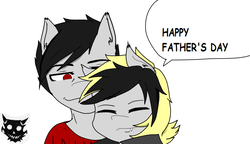 Size: 1400x808 | Tagged: safe, artist:exile, oc, oc only, oc:box, oc:clarence, pony, father and son, father's day, male