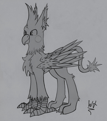 Size: 3457x3889 | Tagged: safe, artist:php122, oc, oc only, bird, griffon, beak, claws, high res, solo, traditional art
