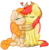 Size: 1024x1050 | Tagged: safe, artist:ak4neh, bright mac, pear butter, earth pony, pony, g4, the perfect pear, chibi, clothes, cowboy hat, cute, eyes closed, female, hat, heart, male, scarf, shared clothing, shared scarf, sharing, ship:brightbutter, shipping, simple background, speech bubble, stetson, straight, transparent background, unshorn fetlocks