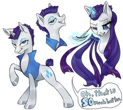 Size: 700x624 | Tagged: safe, artist:mrsstarlight, rarity, pony, g4, clothes, dialogue, hair extensions, hooves, magic, raised hoof, vest