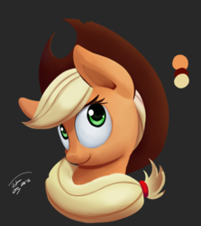 Size: 2672x3000 | Tagged: safe, artist:tg1117, applejack, earth pony, pony, g4, black background, bust, female, high res, mare, portrait, signature, simple background, solo