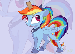 Size: 3239x2324 | Tagged: safe, artist:mistydash, princess luna, rainbow dash, pony, g4, clothes, costume, cute, dashabetes, fake horn, female, high res, impersonating, silly, silly pony, solo, toilet paper roll, toilet paper roll horn, tongue out, zoom layer