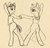 Size: 1316x1260 | Tagged: safe, artist:lunebat, pony, clothes, colt, couple, dancing, dress, female, male, mare, monochrome, sketch