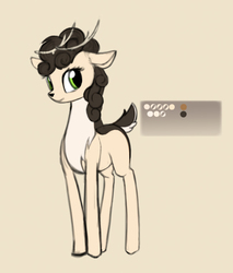 Size: 651x764 | Tagged: safe, artist:lunebat, derpibooru exclusive, oc, oc only, oc:renne, deer, nordeer, original species, brown background, female, simple background, solo, standing