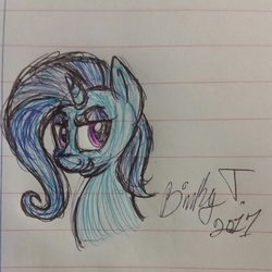 Size: 1836x1836 | Tagged: safe, artist:binkyt11, derpibooru exclusive, trixie, pony, unicorn, g4, bust, female, lined paper, mare, portrait, quality, solo, traditional art