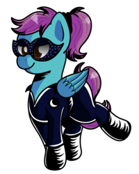 Size: 1130x1410 | Tagged: safe, artist:littletigressda, oc, oc only, pegasus, pony, clothes, ponytail, solo, suit, superhero