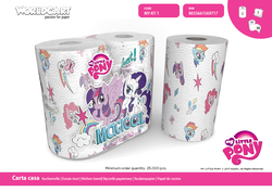 Size: 1123x794 | Tagged: safe, pinkie pie, rainbow dash, rarity, twilight sparkle, alicorn, pony, g4, merchandise, my little pony logo, paper towels, twilight sparkle (alicorn)