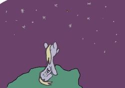 Size: 302x213 | Tagged: safe, artist:pawnypawnstar, derpy hooves, pony, g4, female, night, picture for breezies, plane, solo, stars