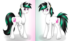 Size: 3500x2000 | Tagged: safe, artist:puggie, oc, oc only, oc:sil feather, oc:silky feather, pony, unicorn, high res, rule 63, simple background