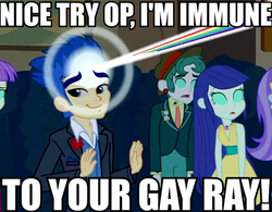 Size: 669x522 | Tagged: safe, edit, edited screencap, screencap, flash sentry, equestria girls, g4, my little pony equestria girls, beam, canterlot high, fall formal, flashface, image macro, male, meme, night, rainbow, solo focus